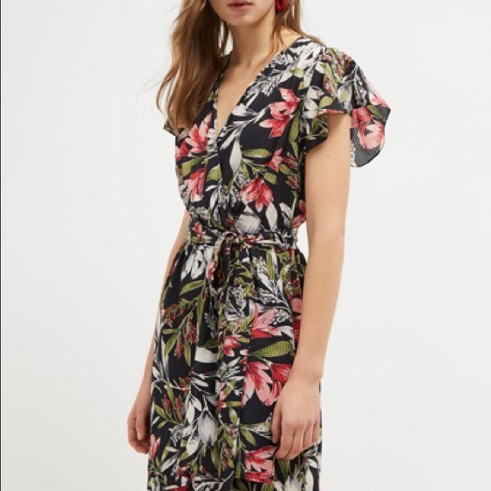 French Connection FLORETA SHADOW WRAP DRESS 0 - Picture 2 of 7